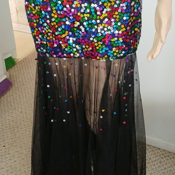 SWEETHEART COLORFUL SEQUIN/BLACK TULLE FORMAL - Picture 2 of 4